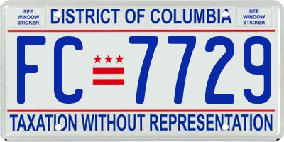 DC license plate FC7729