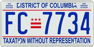 DC license plate FC7734
