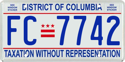 DC license plate FC7742