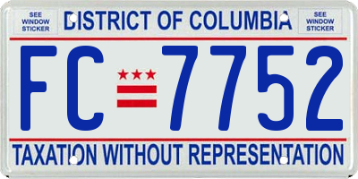 DC license plate FC7752