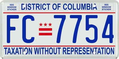 DC license plate FC7754