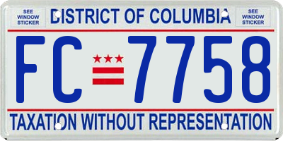 DC license plate FC7758