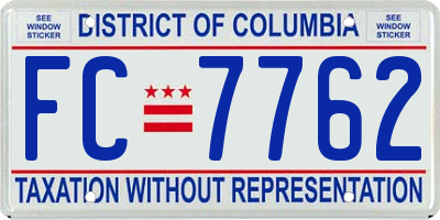 DC license plate FC7762