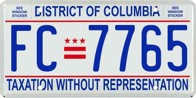 DC license plate FC7765