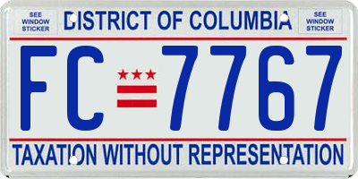 DC license plate FC7767