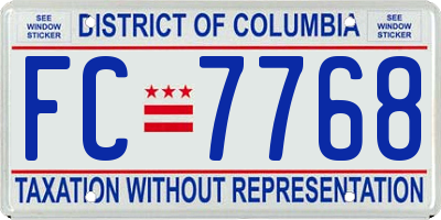 DC license plate FC7768