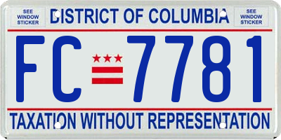 DC license plate FC7781