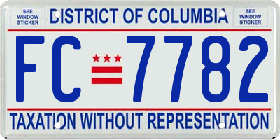 DC license plate FC7782
