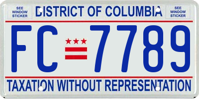 DC license plate FC7789