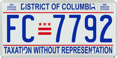 DC license plate FC7792