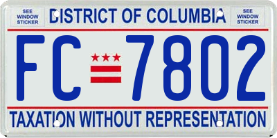 DC license plate FC7802