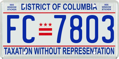 DC license plate FC7803