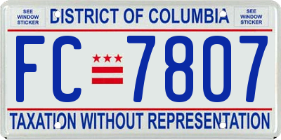 DC license plate FC7807