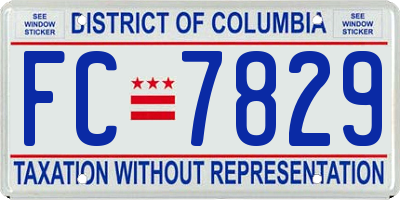 DC license plate FC7829