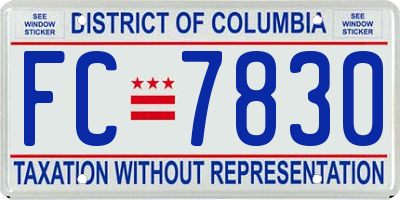 DC license plate FC7830