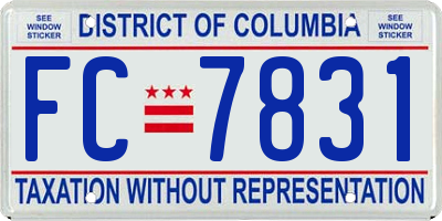 DC license plate FC7831