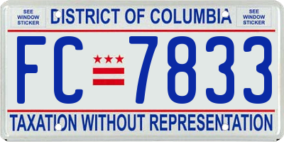 DC license plate FC7833