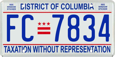 DC license plate FC7834