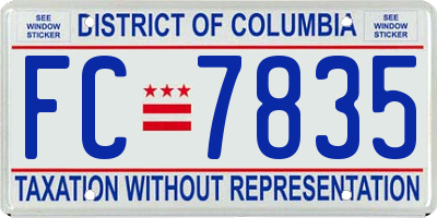 DC license plate FC7835