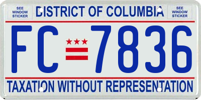 DC license plate FC7836