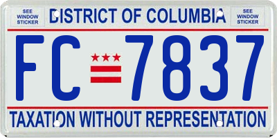 DC license plate FC7837