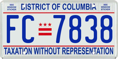 DC license plate FC7838