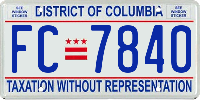 DC license plate FC7840