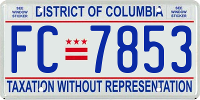 DC license plate FC7853