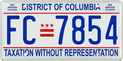 DC license plate FC7854