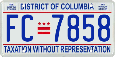 DC license plate FC7858