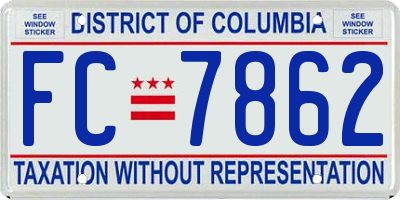 DC license plate FC7862