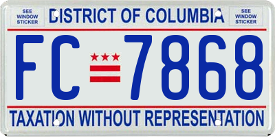 DC license plate FC7868