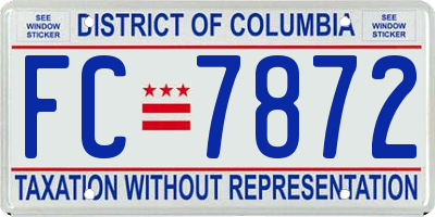 DC license plate FC7872