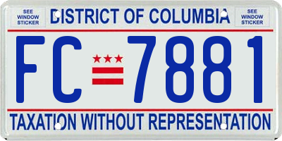 DC license plate FC7881