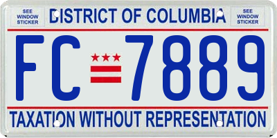 DC license plate FC7889