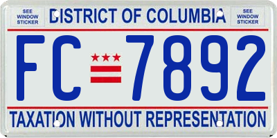 DC license plate FC7892