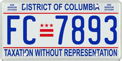 DC license plate FC7893