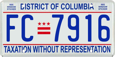 DC license plate FC7916