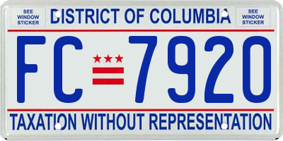 DC license plate FC7920