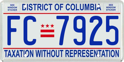 DC license plate FC7925