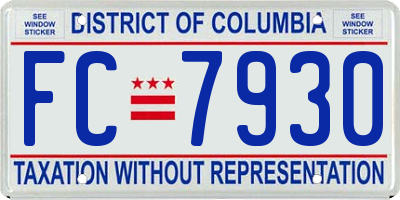 DC license plate FC7930