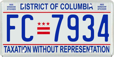 DC license plate FC7934