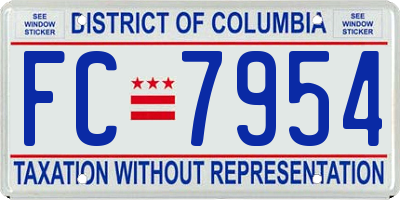 DC license plate FC7954