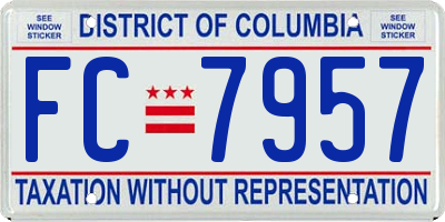 DC license plate FC7957