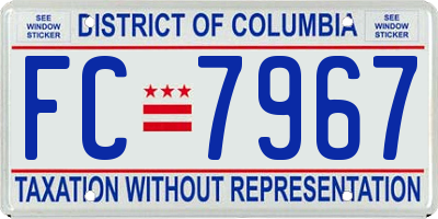 DC license plate FC7967