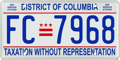 DC license plate FC7968