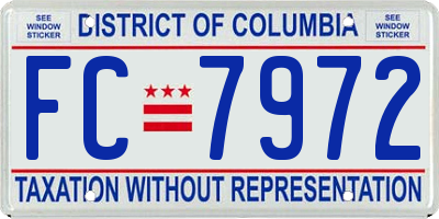 DC license plate FC7972