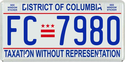 DC license plate FC7980