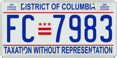 DC license plate FC7983