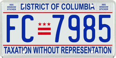 DC license plate FC7985